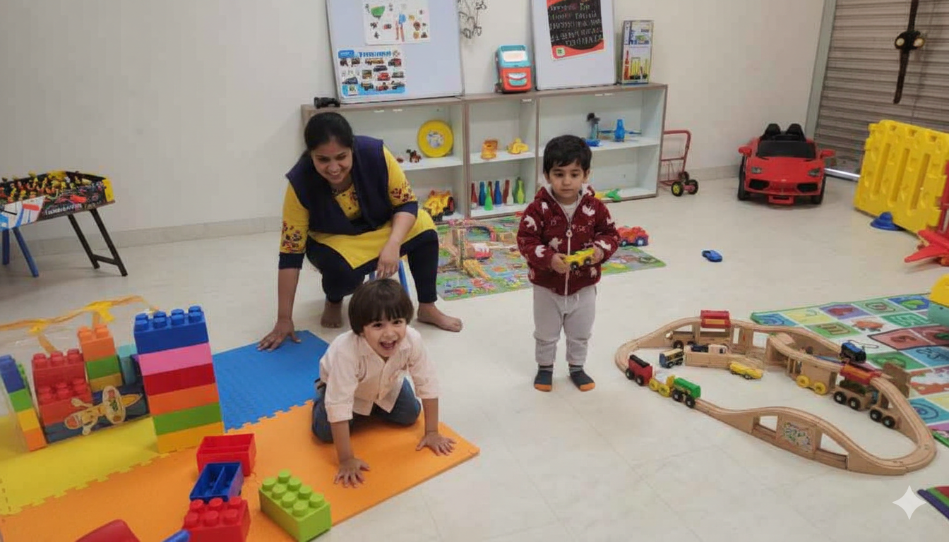 Kids playing with educational toys